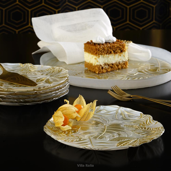 Zestaw do ciasta szklany na 6 osób AMAZON Gold