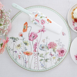Patera i łopatka do tortu porcelanowa w kwiaty