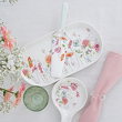 Zastawa do ciasta i łopatka do tortu porcelanowa w kwiaty