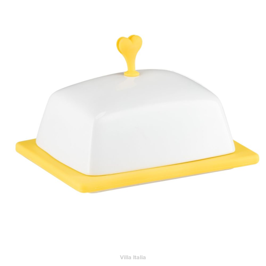 Maselnica porcelanowa 15 x 12 cm z silikonem zółtym SUNNY
