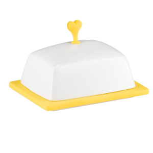 Maselnica porcelanowa 15 x 12 cm z silikonem zółtym SUNNY