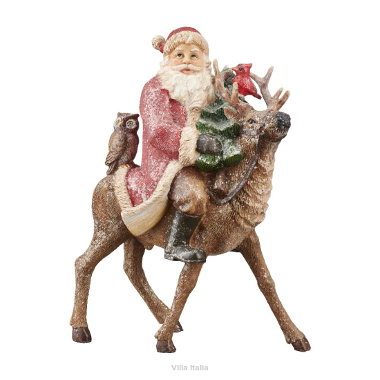 Mikołaj na reniferze Figurka świąteczna 28 cm GIVRE