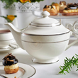 Serwis obiadowo kawowy porcelanowy na 12 osób z wazą BLANCHE 18