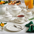Serwis obiadowo kawowy porcelanowy na 12 osób z wazą BLANCHE 2