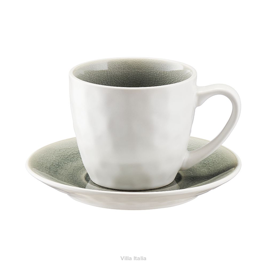 Filiżanka do kawy kamionkowa 240 ml ze spodkiem OPAL GREY