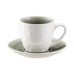 Filiżanka do kawy kamionkowa 240 ml ze spodkiem OPAL GREY