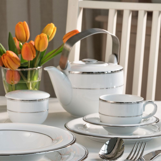 Serwis do herbaty porcelanowy na 12 osób INFINITY