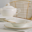 Serwis obiadowo kawowy porcelanowy na 12 osób z wazą NAOMI GOLD 15