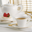 Serwis obiadowo kawowy porcelanowy na 12 osób z wazą NAOMI GOLD 2