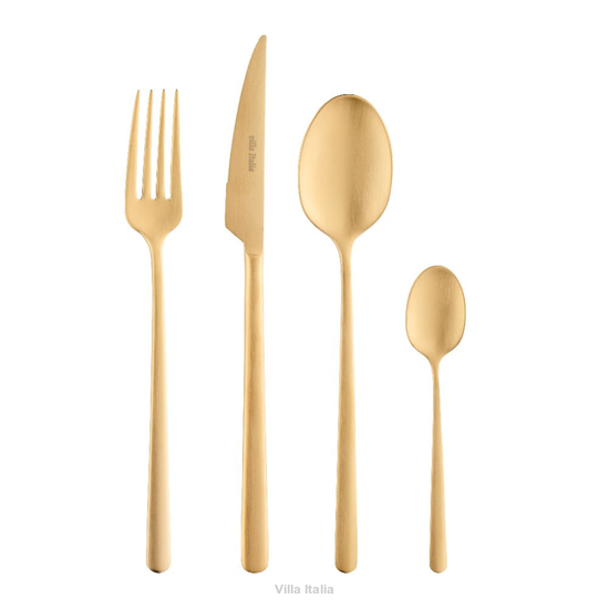 zestaw sztućców, złote matowe, komplet dla 6 osób