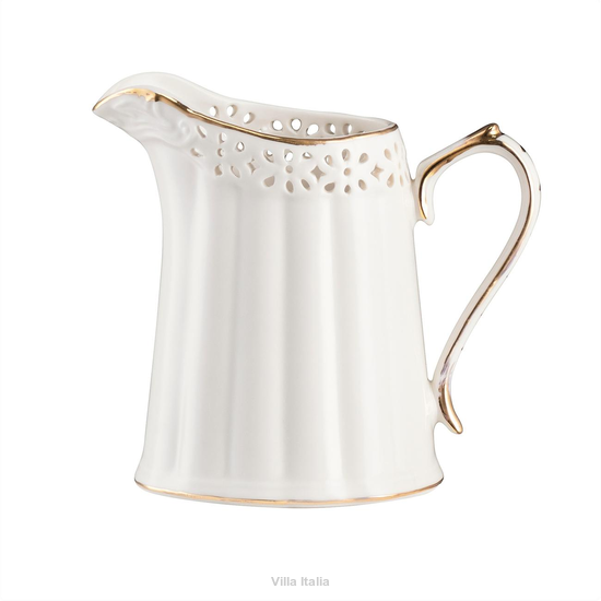Dzbanuszek z ażurowym wzorem z kremowej porcelany
