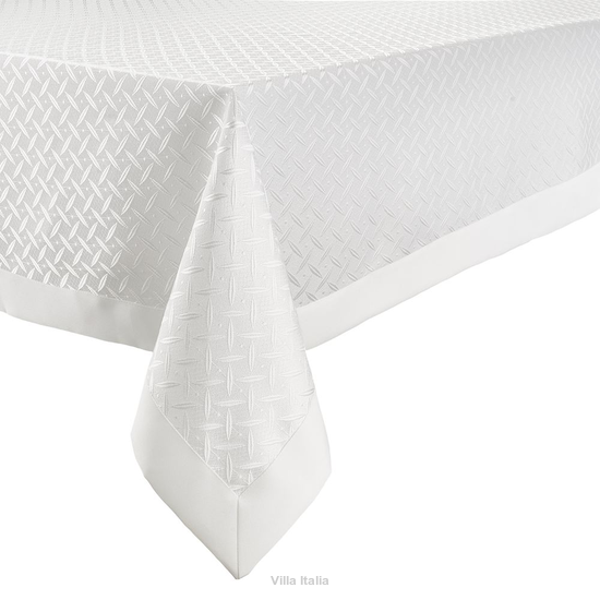 Elegancki obrus biały 220 na 140 cm żakardowy
