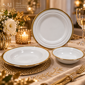 Zestaw serwingowy porcelanowy dla 1 osoby – talerz płytki, głęboki i miseczka UNICO 67