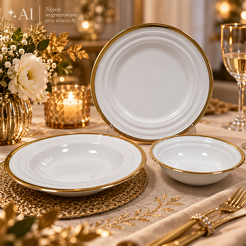 Zestaw serwingowy porcelanowy dla 1 osoby – talerz płytki, głęboki i miseczka UNICO 67