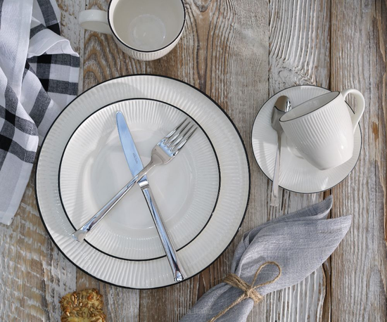 Serwis obiadowo kawowy na 6 osób porcelanowy BONITA BLACK