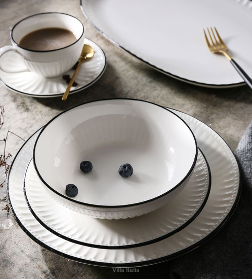 Serwis obiadowo kawowy porcelanowy na 12 osób PILLAR