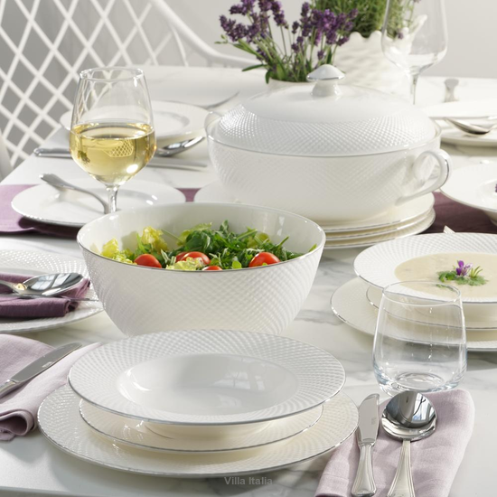 Serwis obiadowy porcelanowy na 12 osób z wazą BARI PLATIN