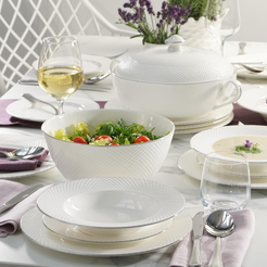 Serwis obiadowy porcelanowy na 12 osób z wazą BARI PLATIN