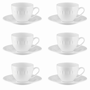 Komplet filiżanek porcelanowych 250 ml 6 sztuk MESYNA WHITE