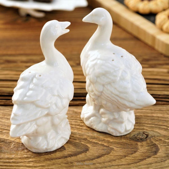 Zestaw porcelanowy gąski Solniczka i pieprzniczka CLARA Ivory