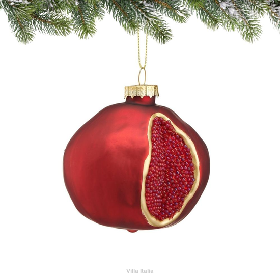 Bombka szklana czerwono złota w kształcie owocu