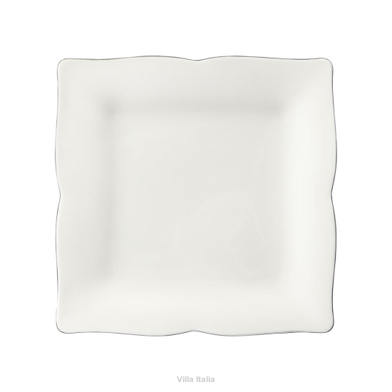 talerzyk deserowy kwadratowy z porcelany z platynową obwódką
