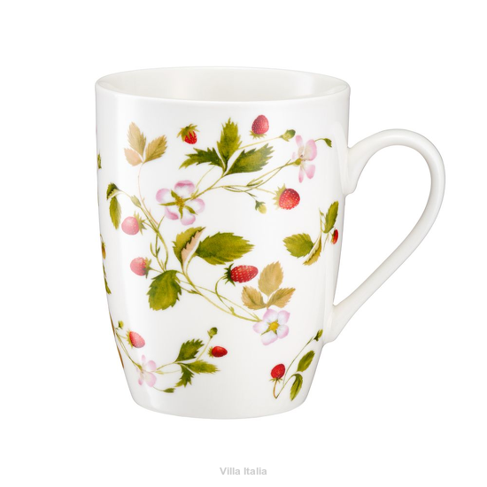 kubeczek porcelanowy zdobiony wzorem poziomek