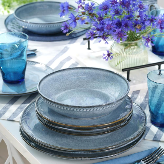 Serwis obiadowy na 12 osób Komplet talerzy DENIM
