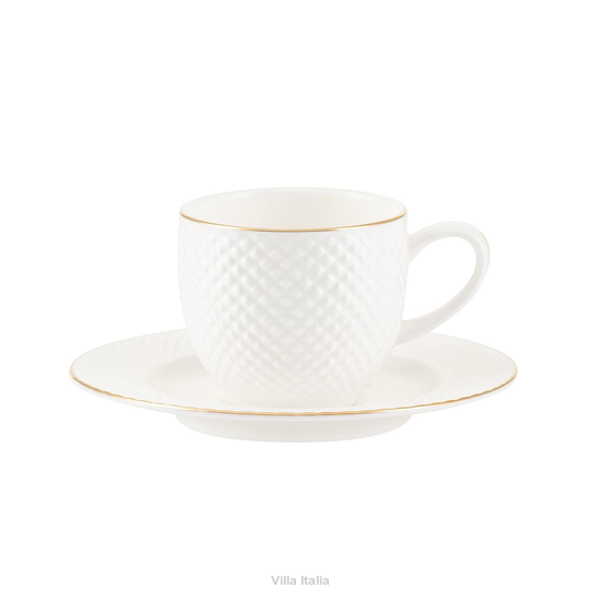 filiżanka do małej kawy espresso ze złotą linią na obrzeżu
