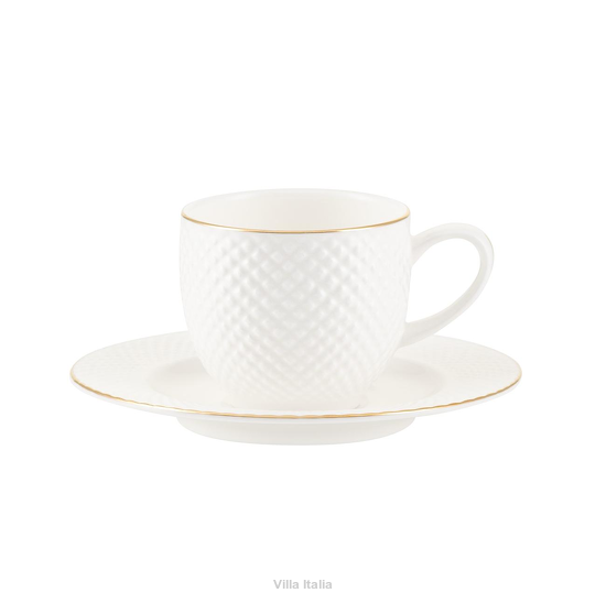filiżanka do małej kawy espresso ze złotą linią na obrzeżu