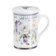 kubek porcelanowy z zaparzaczem w kwiaty