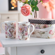 Zestaw kubków porcelanowych w peonie