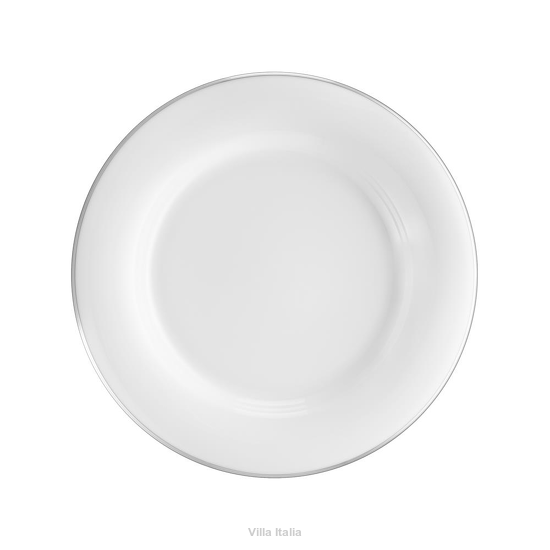 Talerz przekąskowy lub śniadaniowy porcelanowy z platynowym paskiem