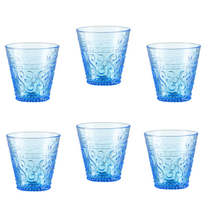Zestaw szklanek niebieskich 250 ml 6 sztuk FIORINO