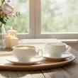 zestaw filiżanek do kawy i herbaty z eleganckiej porcelany ze złotem