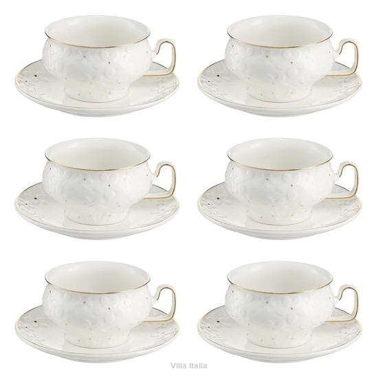 Elegancki zestaw 6 filiżanek ze spodkami, porcelana