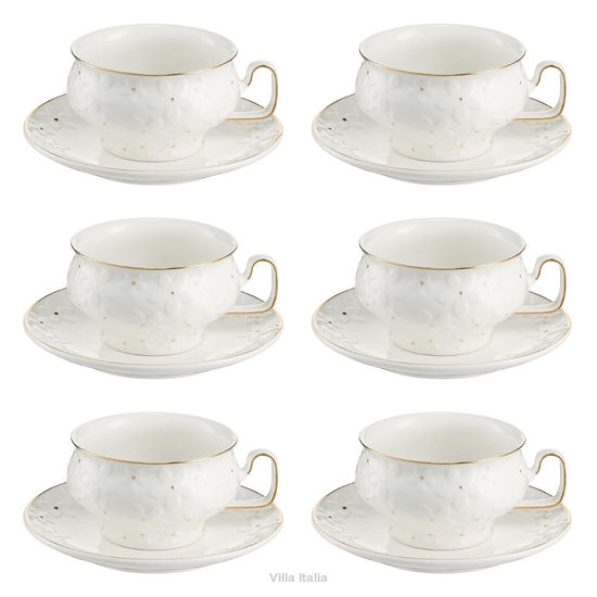 Elegancki zestaw 6 filiżanek ze spodkami, porcelana