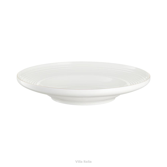 Talerz obiadowy na zupę porcelanowy ze złotą obwódką