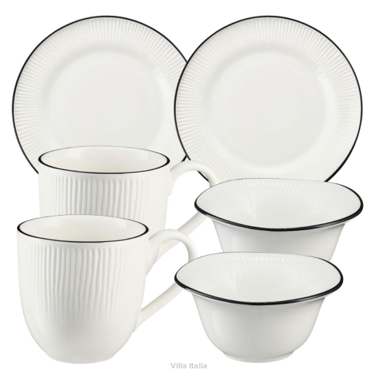 Zestaw śniadaniowy dla 2 osób porcelanowy BONITA BLACK