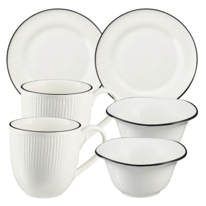 Zestaw śniadaniowy dla 2 osób porcelanowy BONITA BLACK