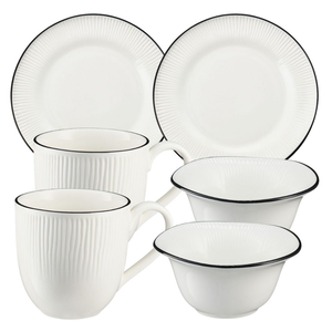 Zestaw śniadaniowy dla 2 osób porcelanowy BONITA BLACK