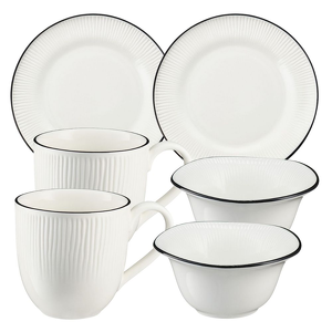 Zestaw śniadaniowy dla 2 osób porcelanowy BONITA BLACK
