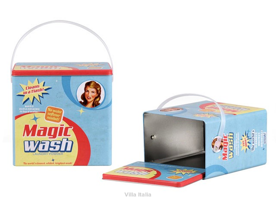 Pojemnik puszka metalowa na proszek do prania wysokość 19,5 cm