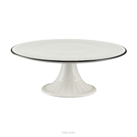 elegancka patera porcelanowa biała z czarną obwódką na stół Villa Italia