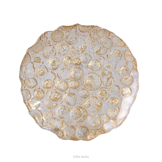 Talerz deserowy szklany 21 cm złoty ALMADA