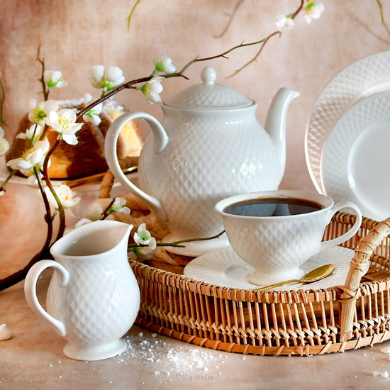 serwis do herbaty biały