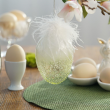 Bombka szklana jajko z piórami 12 cm 1