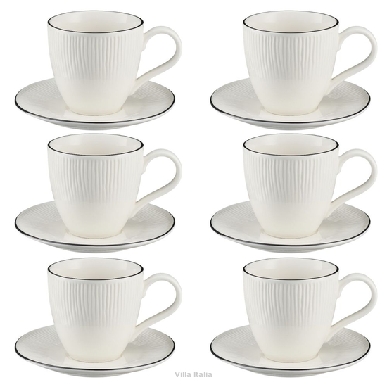 Komplet filiżanek porcelanowych 220 ml ze spodkiem BONITA BLACK
