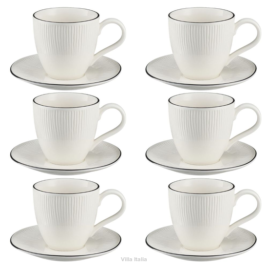 Komplet filiżanek porcelanowych 220 ml ze spodkiem BONITA BLACK