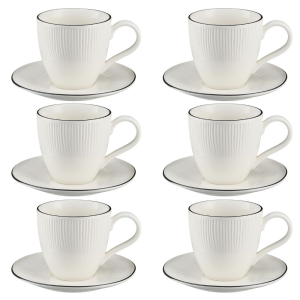 Komplet filiżanek porcelanowych 220 ml ze spodkiem BONITA BLACK